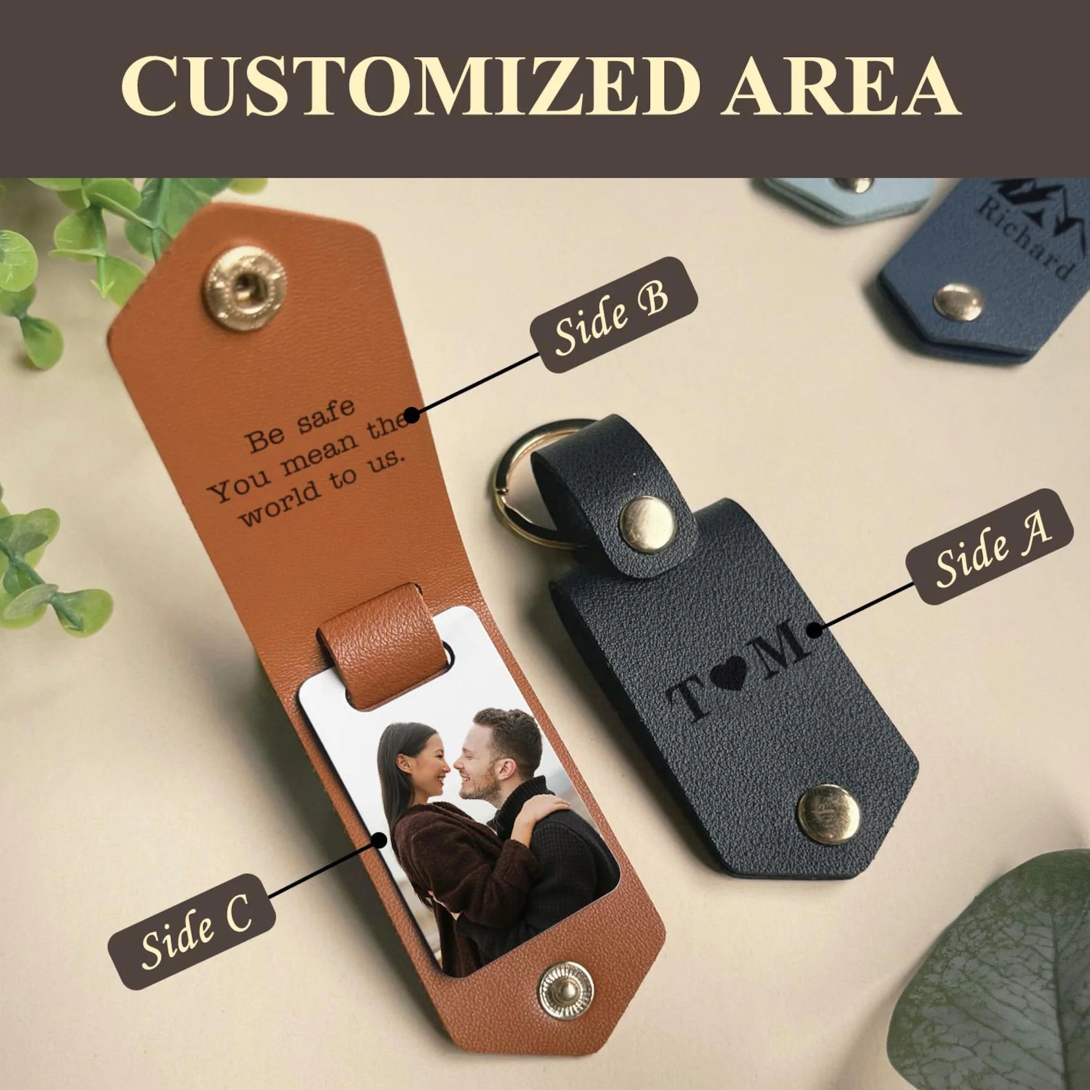 The Secret Keepsake: Personalized Hidden Photo & Message Leather Keychain