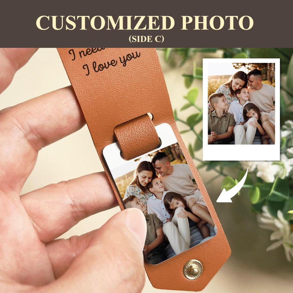 The Secret Keepsake: Personalized Hidden Photo & Message Leather Keychain