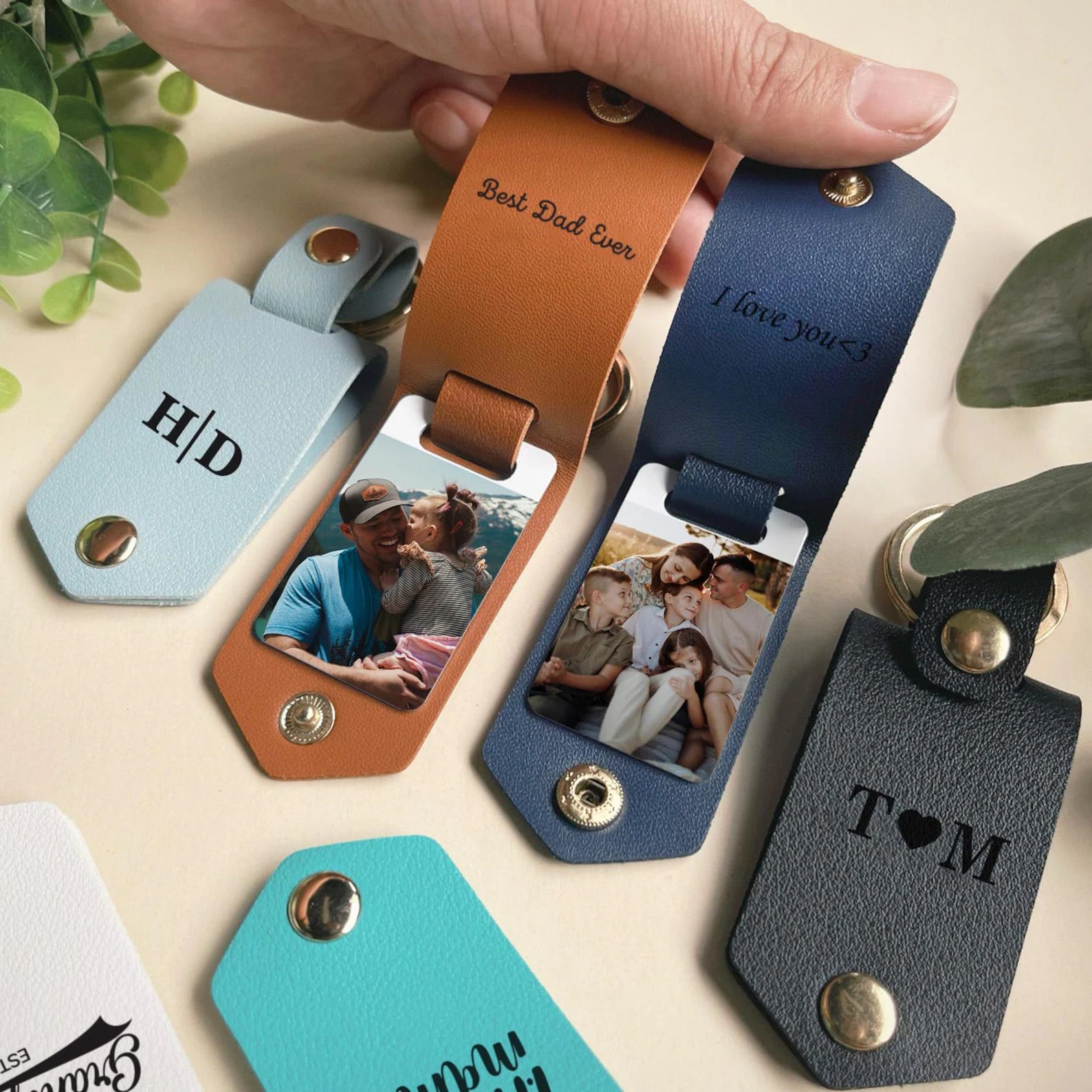 The Secret Keepsake: Personalized Hidden Photo & Message Leather Keychain