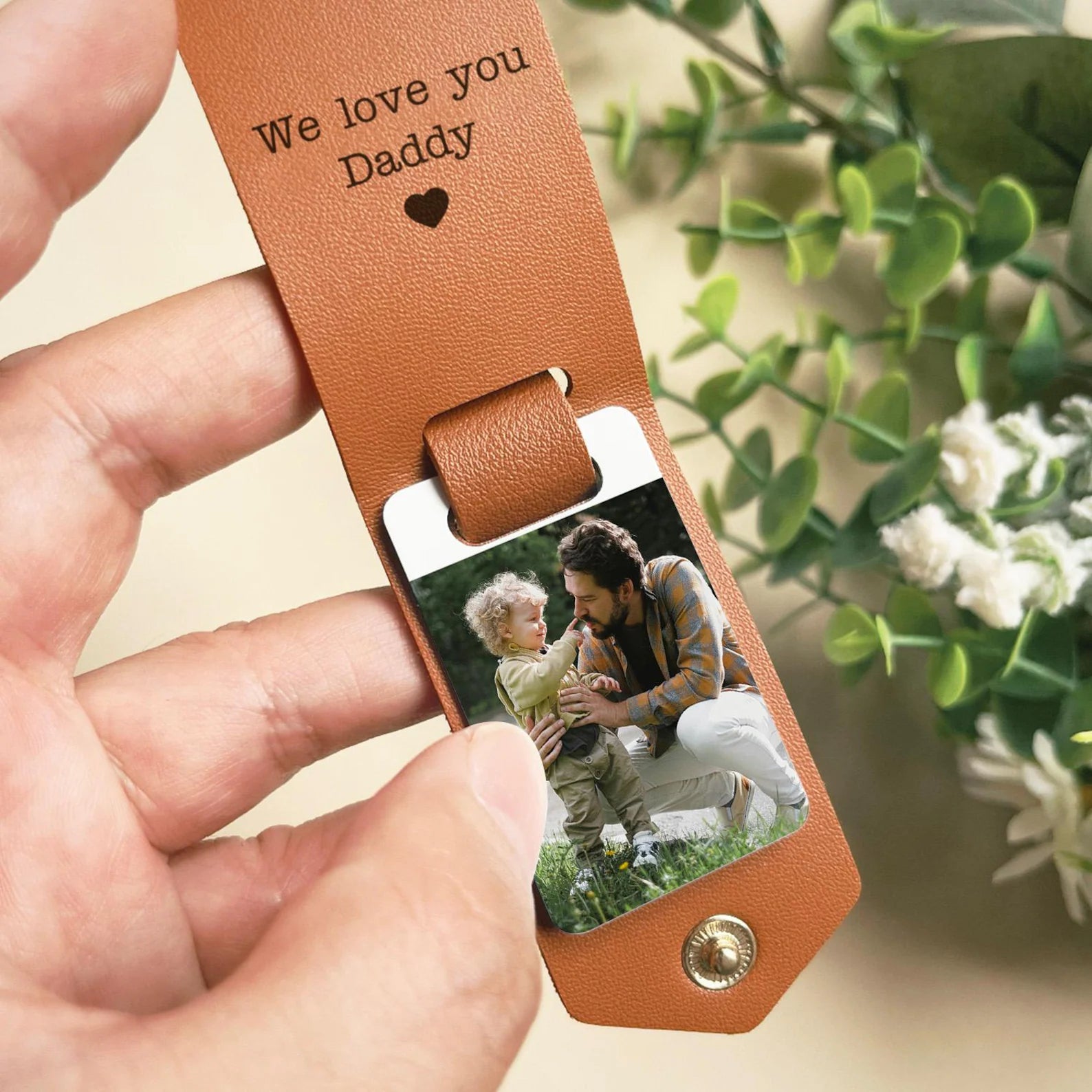 The Secret Keepsake: Personalized Hidden Photo & Message Leather Keychain