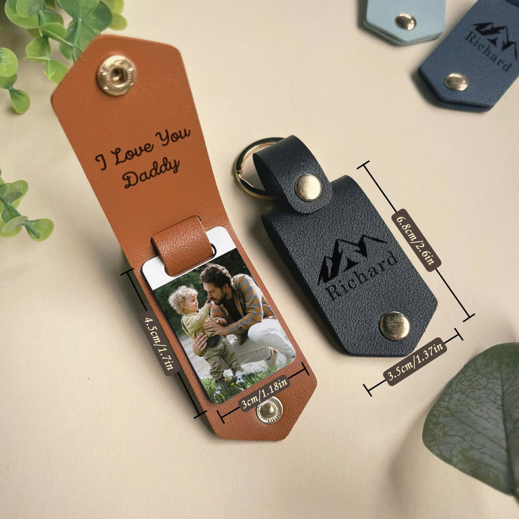 The Secret Keepsake: Personalized Hidden Photo & Message Leather Keychain