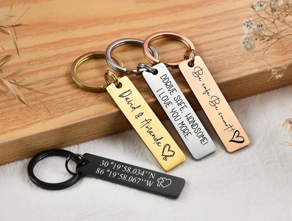 Stainless Steel Motivational Quote Keychain – Customized Message Keychain