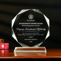 Premium Faceted Crystal Recognition Award | Custom Engraved Corporate Sponsorship Plaque