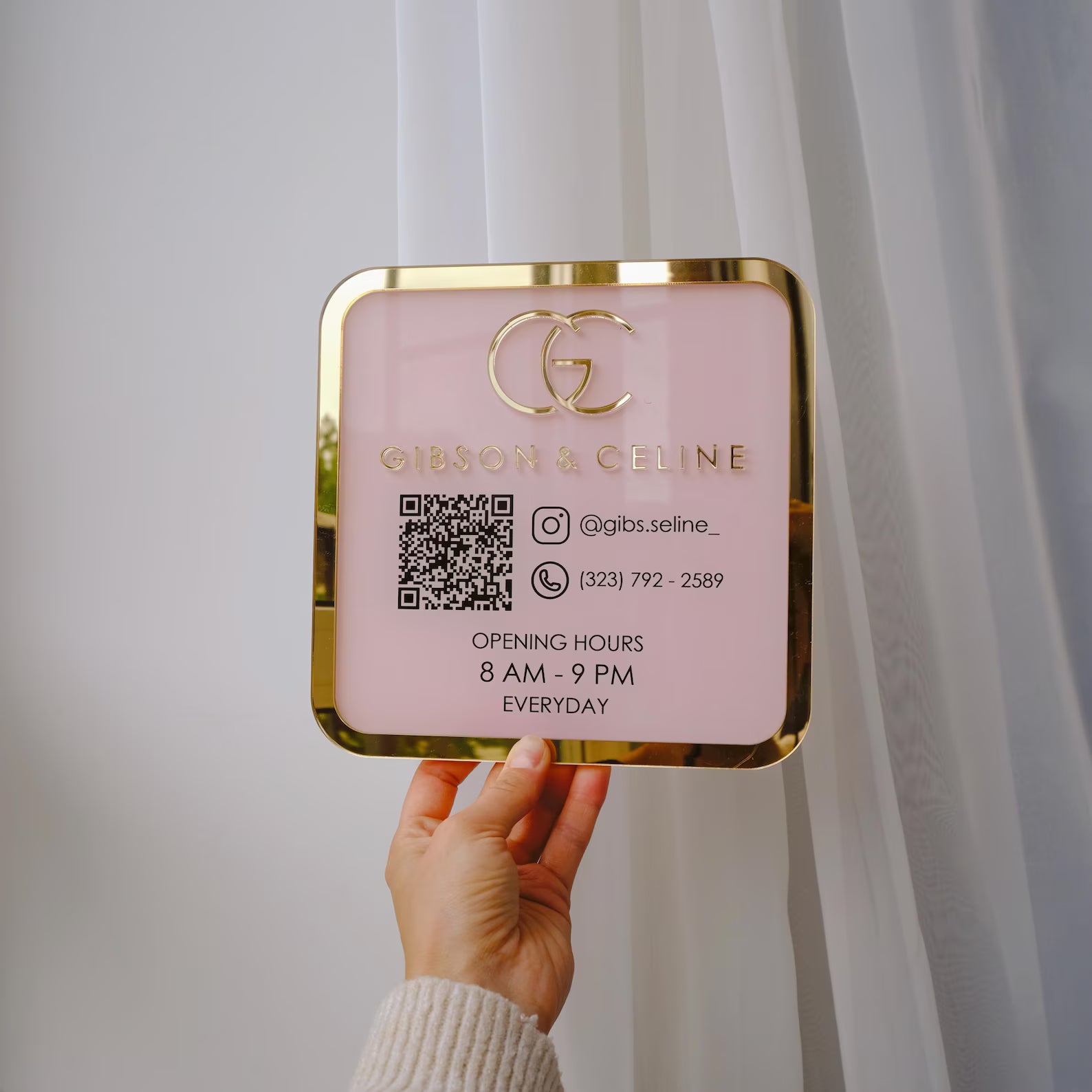 Customized Acrylic House Name Plate with Number & QR Code