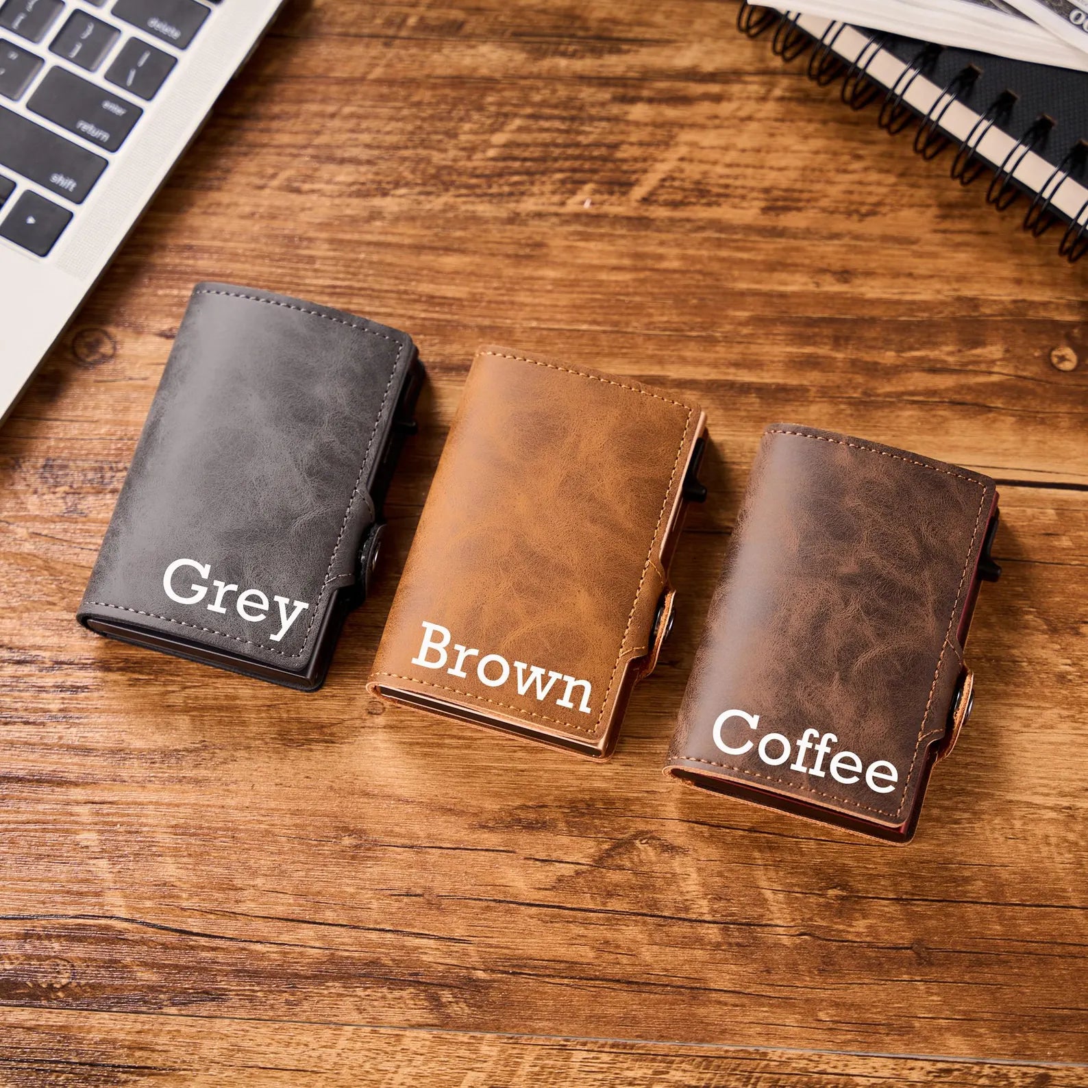 Slim Personalized Pop-Up RFID Wallet – Custom Engraved Minimalist Card Holder with Automatic Quick-Access Lever