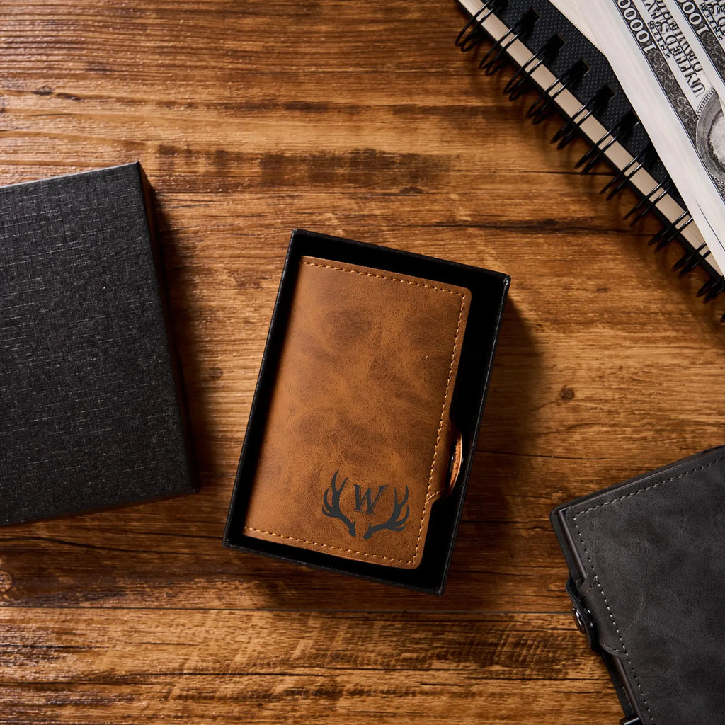 Slim Personalized Pop-Up RFID Wallet – Custom Engraved Minimalist Card Holder with Automatic Quick-Access Lever