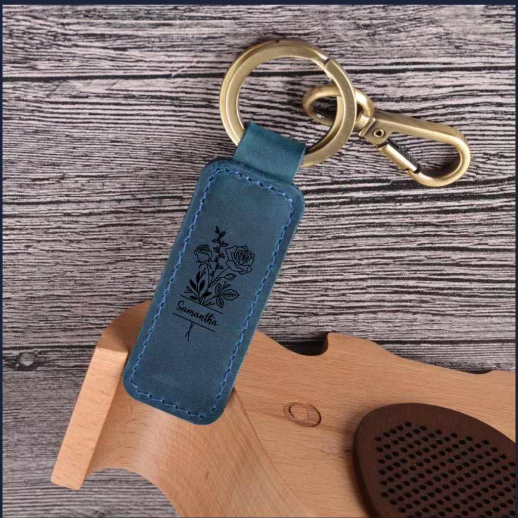 The Everlasting Bloom: Personalized Acrylic Flower & Name Bar Keychain