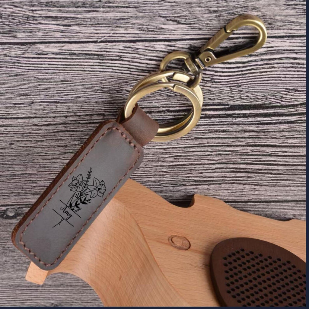 The Everlasting Bloom: Personalized Acrylic Flower & Name Bar Keychain