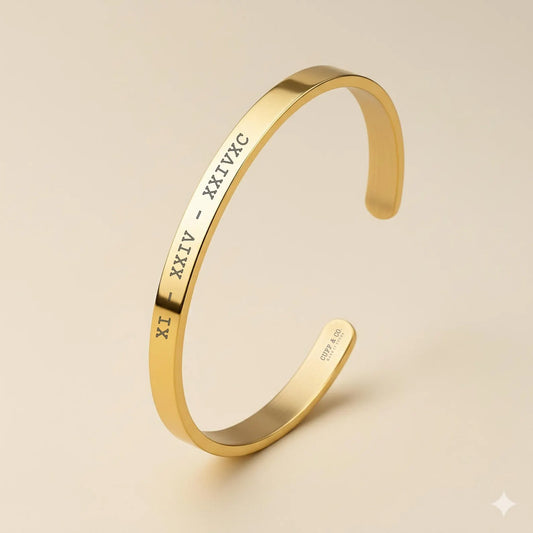 Customized Roman Date Stainless Steel Bracelet – Personalized Couple Bracelet for Men & Women