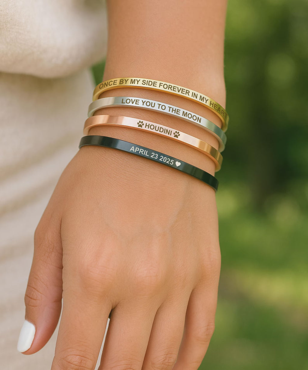 Fancy Personalized Engraved Stainless Steel Bracelet – Unisex Cuff Bracelet