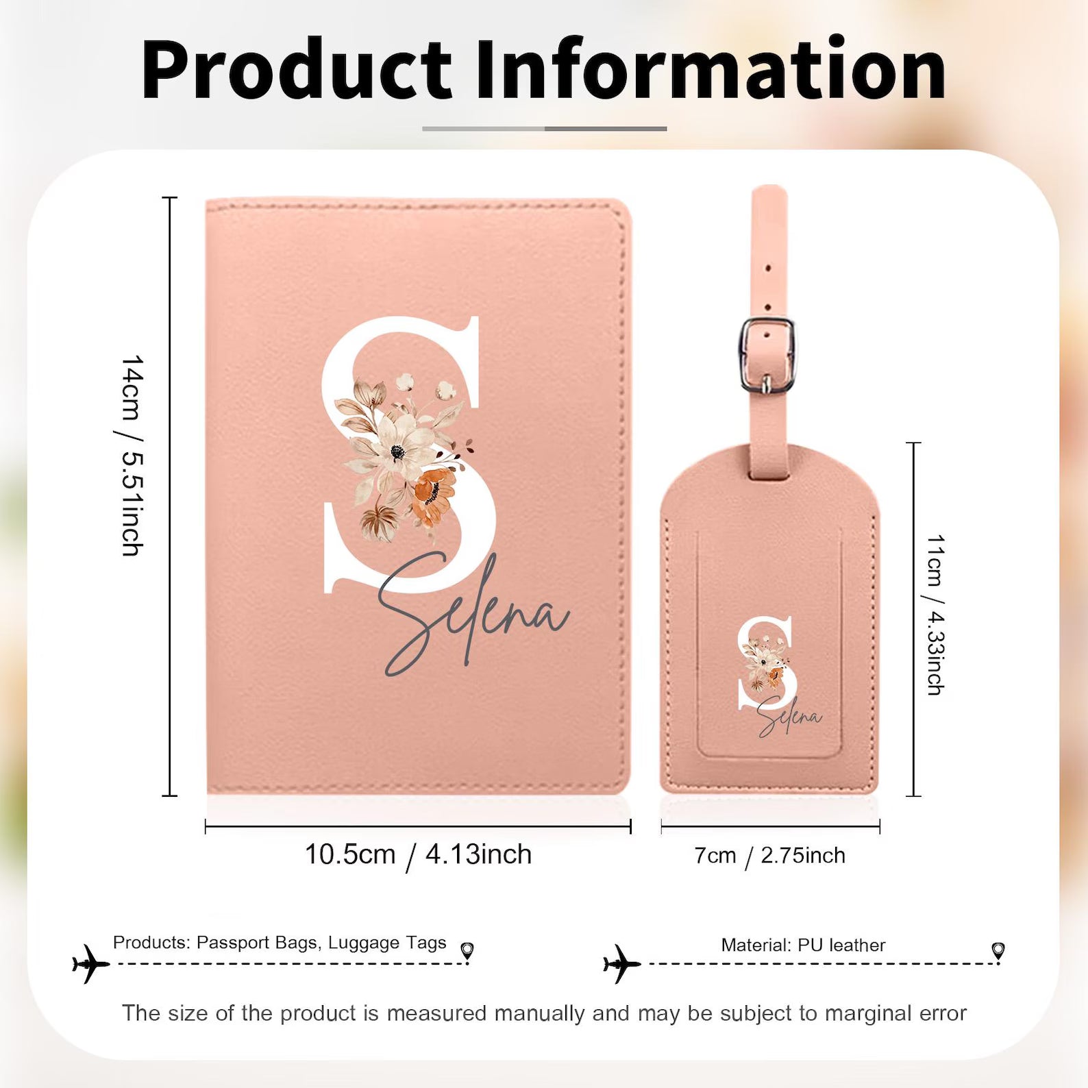 Personalized Floral Initial Passport Holder & Luggage Tag Set