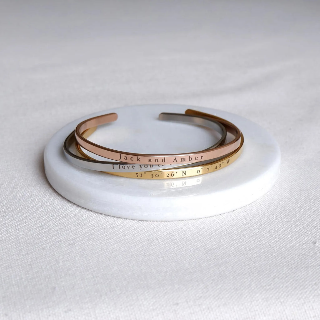 Fancy Personalized Engraved Stainless Steel Bracelet – Unisex Cuff Bracelet
