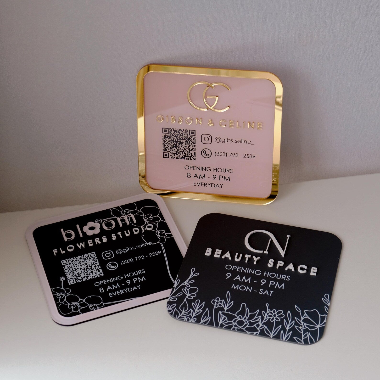 Customized Acrylic House Name Plate with Number & QR Code