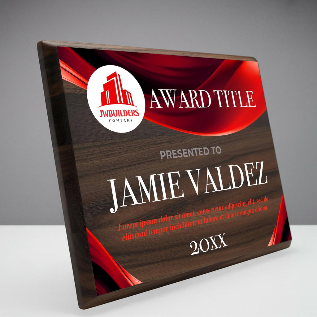 Premium Walnut Wood & Gold Geode Recognition Plaque | Personalized Photo Award with Emerald Marble AccentsPremium Walnut Wood & Gold Geode Recognition Plaque | Personalized Photo Award with Emerald Marble Accents