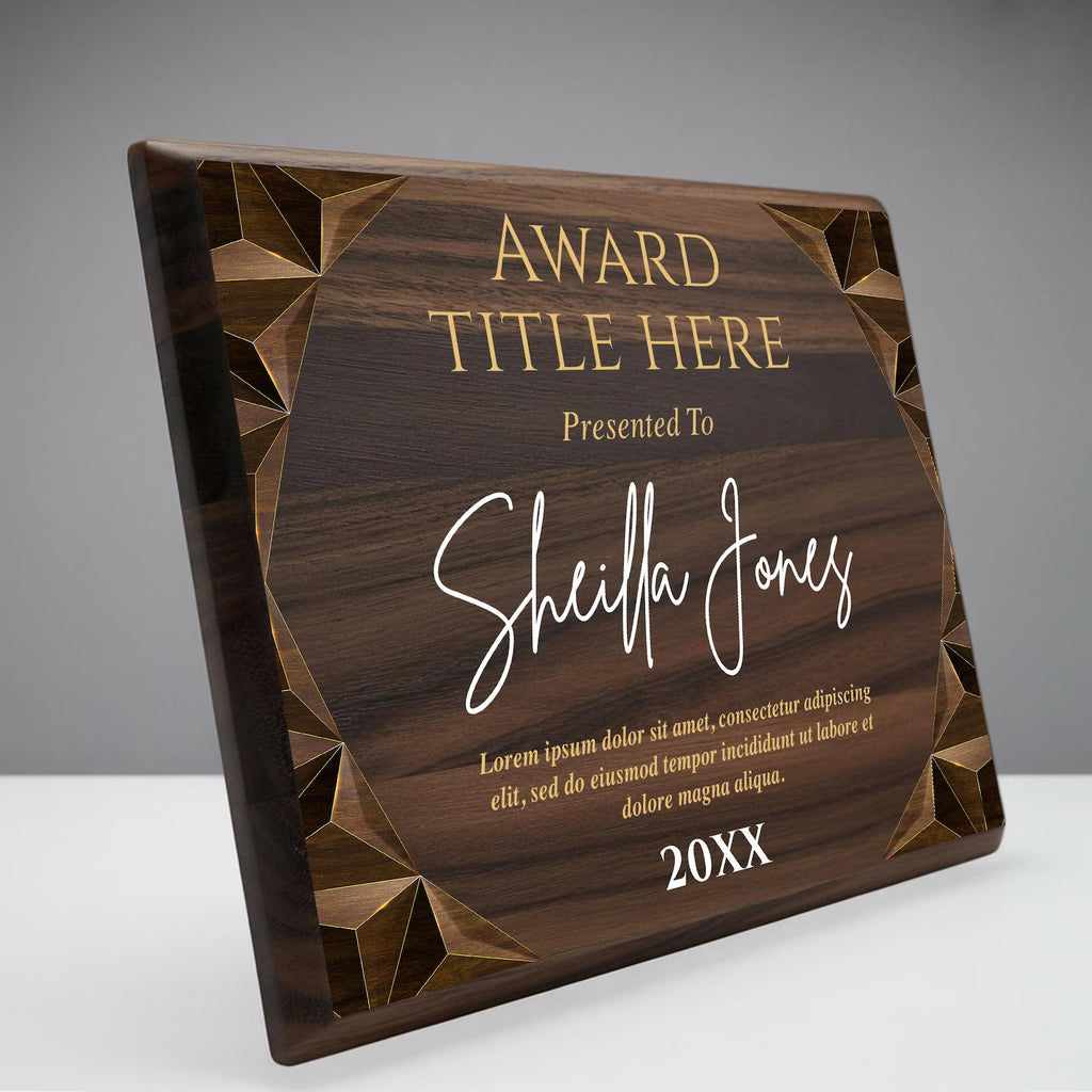 Premium Walnut Wood & Gold Geode Recognition Plaque | Personalized Photo Award with Emerald Marble AccentsPremium Walnut Wood & Gold Geode Recognition Plaque | Personalized Photo Award with Emerald Marble Accents