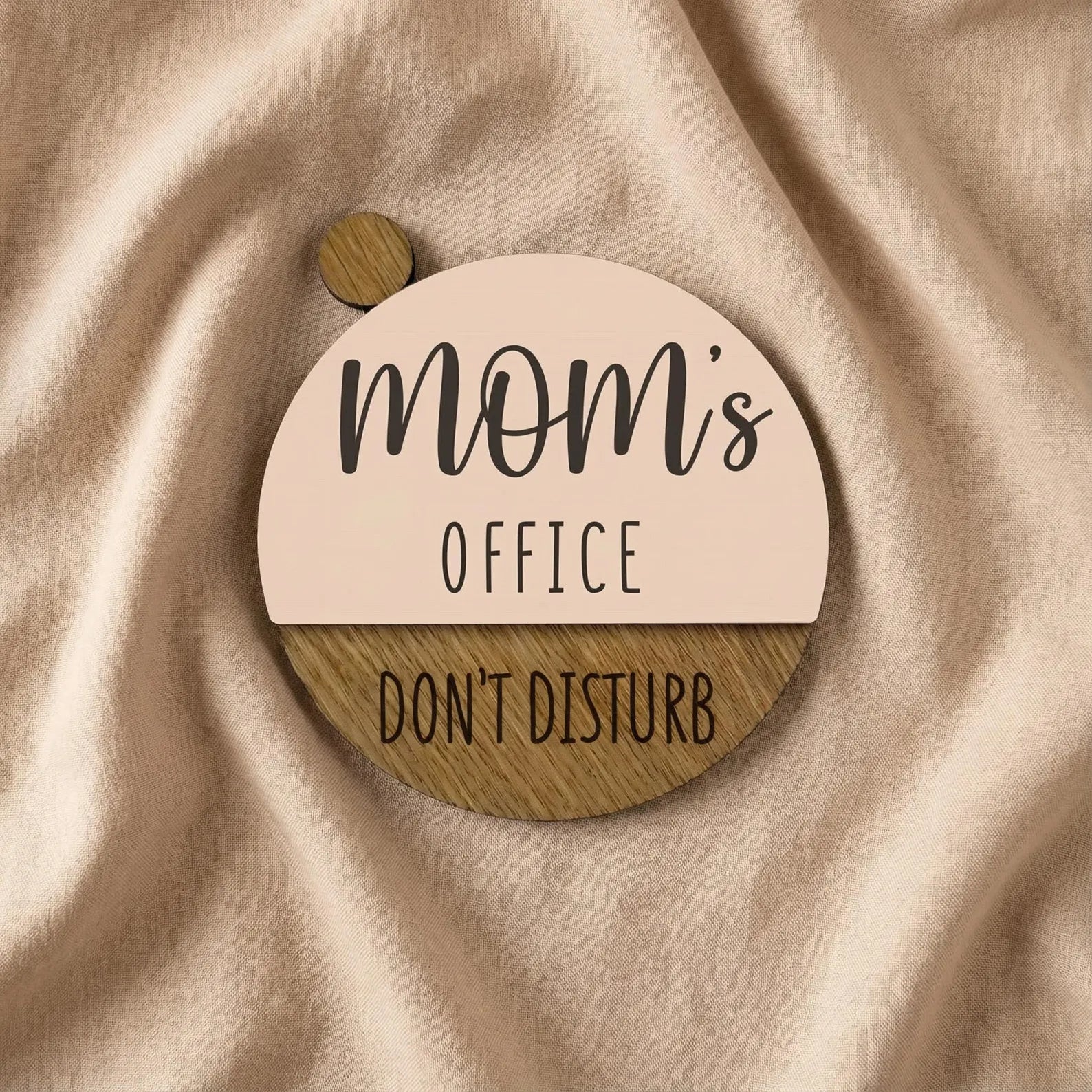 Customizable Flip-Style Door Sign – "Mom’s Office" / Personalized Two-Tone Wood Plaque
