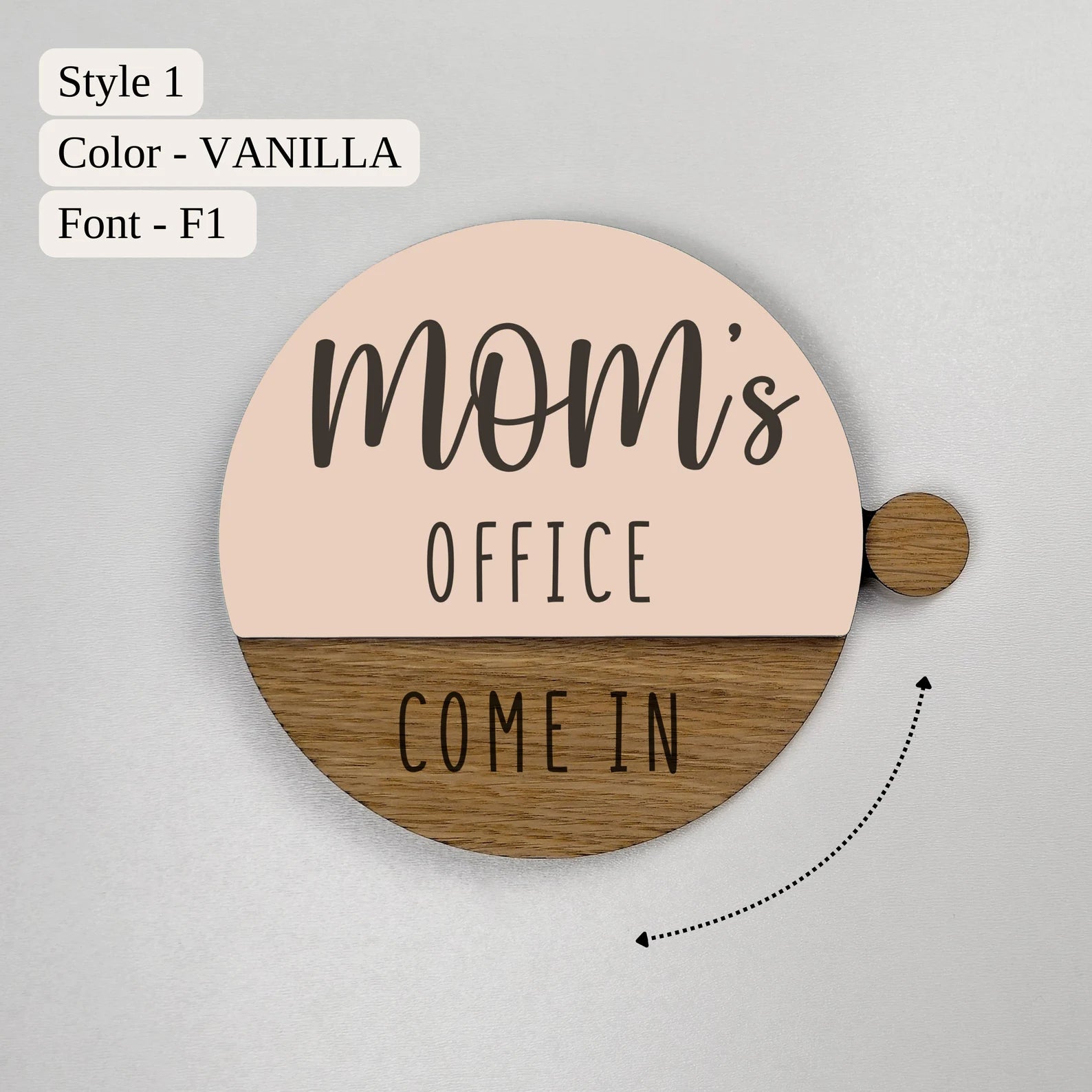 Customizable Flip-Style Door Sign – "Mom’s Office" / Personalized Two-Tone Wood Plaque