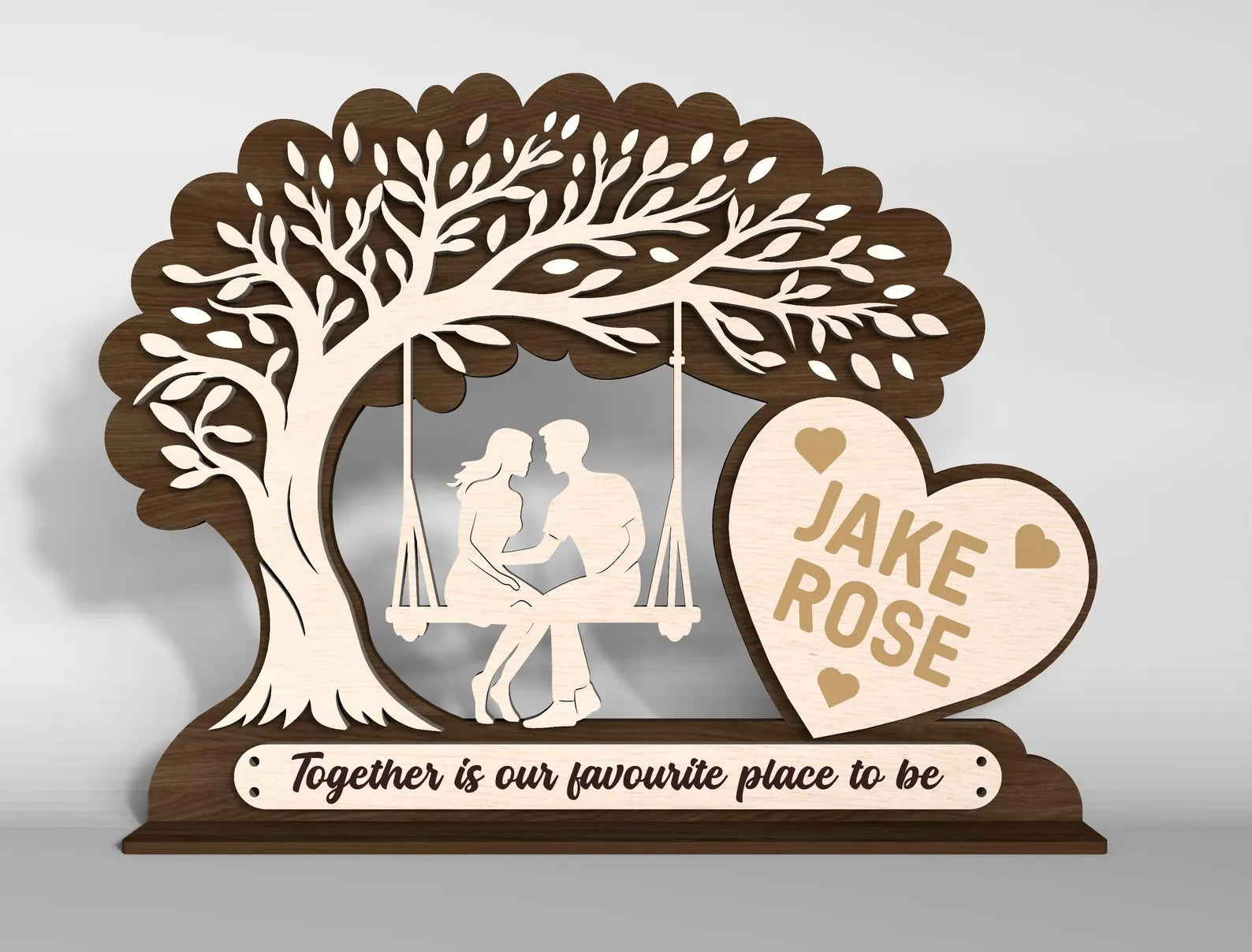 Personalized Laser-Cut 3D Romantic Couple Keepsake