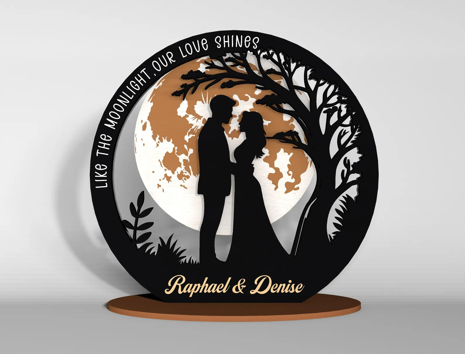 Personalized Laser-Cut 3D Romantic Couple Keepsake