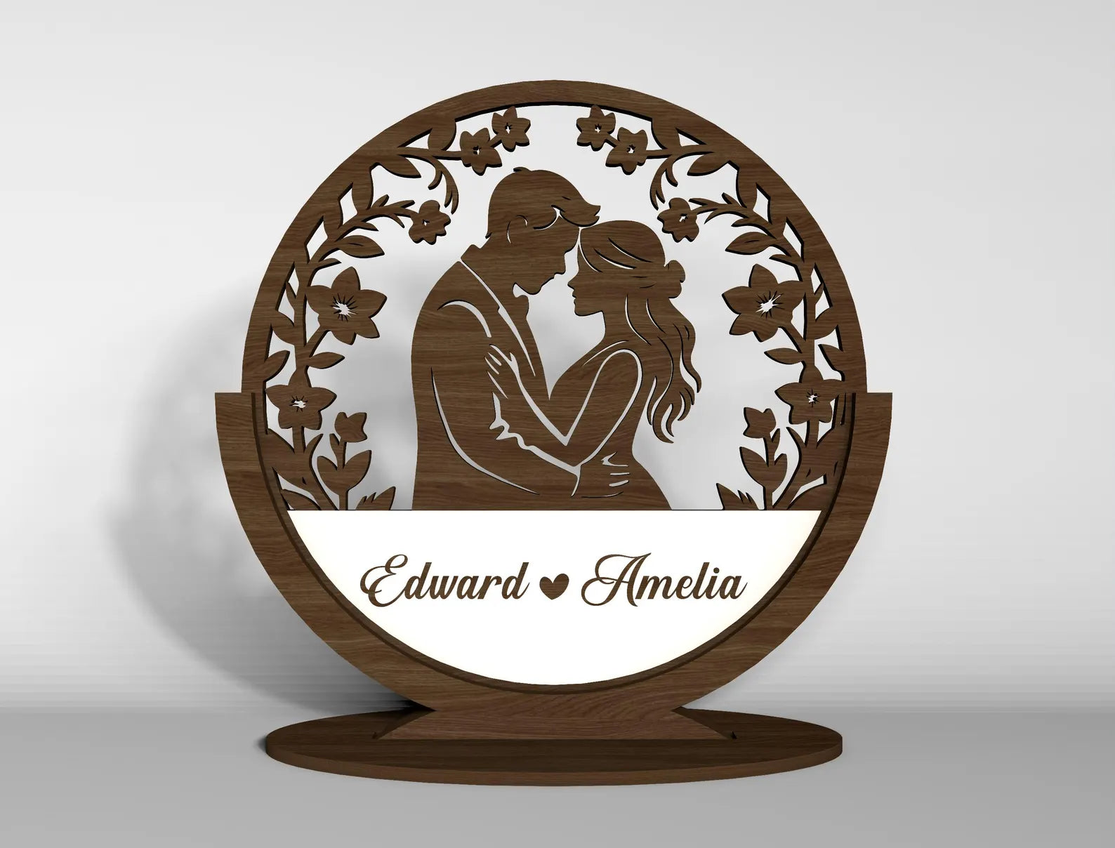 Personalized Laser-Cut 3D Romantic Couple Keepsake