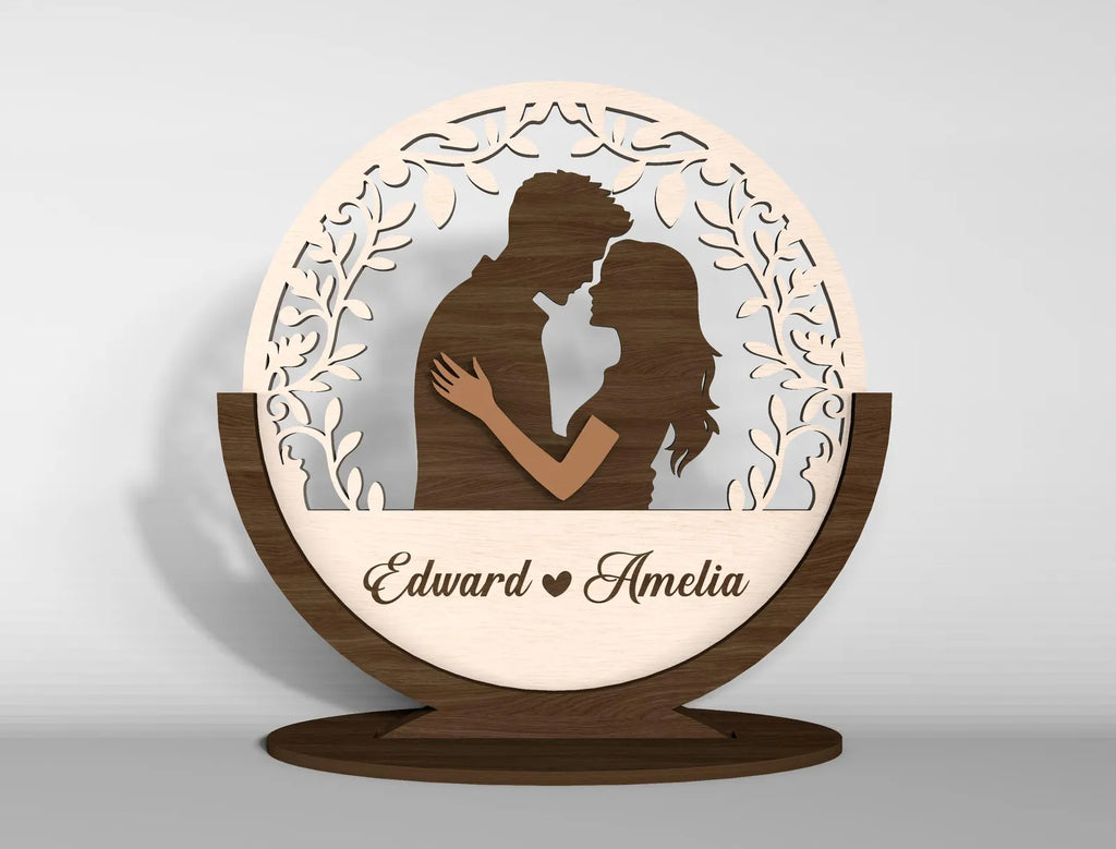 Personalized Laser-Cut 3D Romantic Couple Keepsake