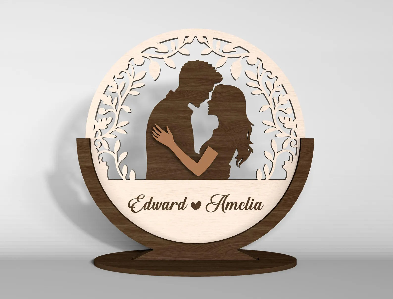 Personalized Laser-Cut 3D Romantic Couple Keepsake