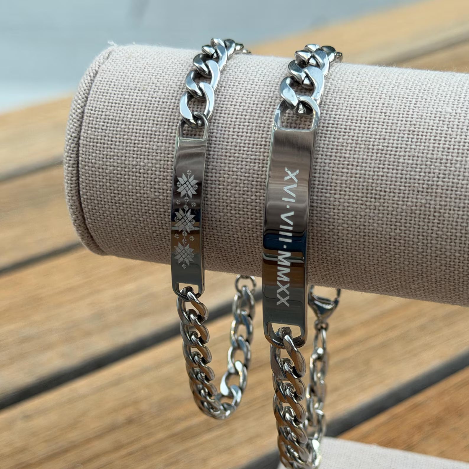 Personalized Engraved Stainless Steel Name Plate Chain Bracelet – Unisex Custom Message Bracelet