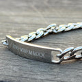 Personalized Engraved Stainless Steel Name Plate Chain Bracelet – Unisex Custom Message Bracelet