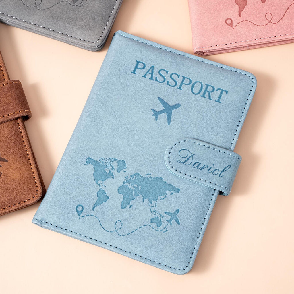 Personalized World Map Passport Cover Set