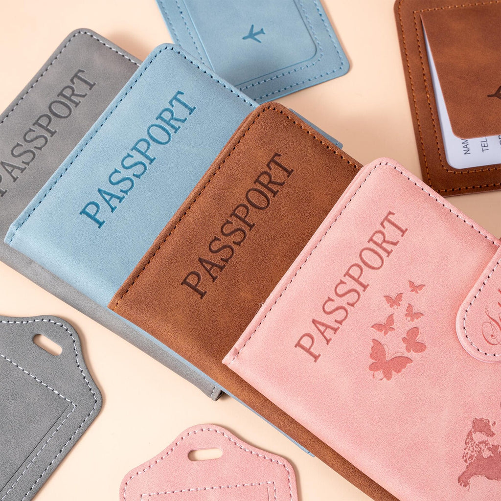 Personalized World Map Passport Cover Set