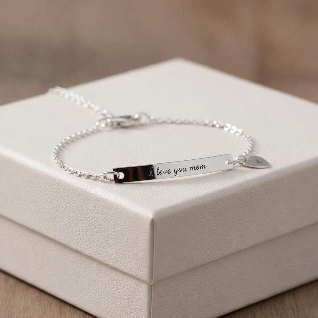 The Heartfelt Connection: Personalized Sterling Silver Bar Bracelet