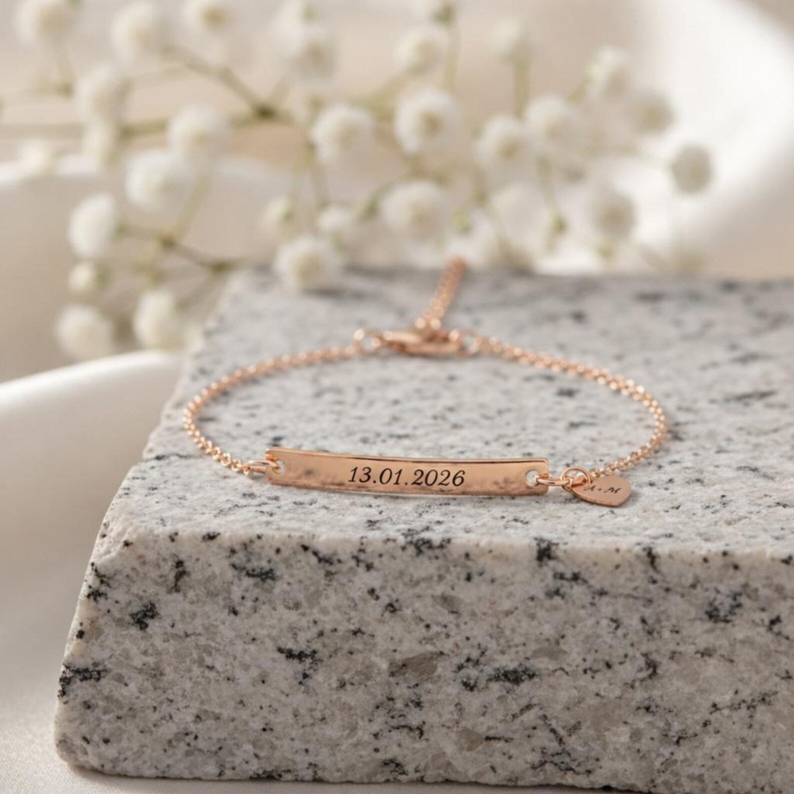 The Heartfelt Connection: Personalized Sterling Silver Bar Bracelet