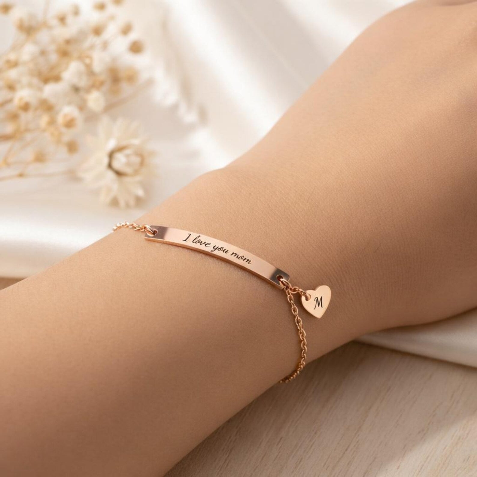 The Heartfelt Connection: Personalized Sterling Silver Bar Bracelet
