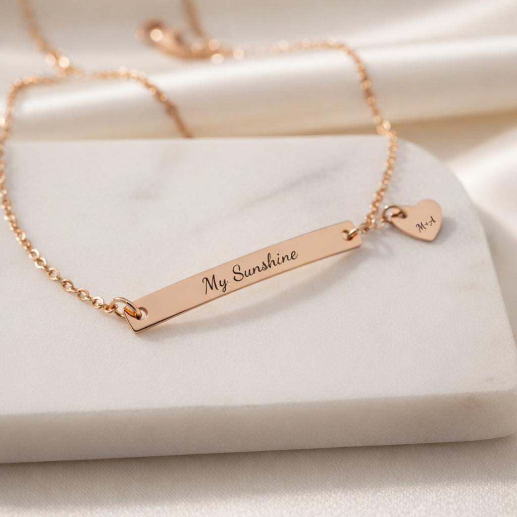 The Heartfelt Connection: Personalized Sterling Silver Bar Bracelet