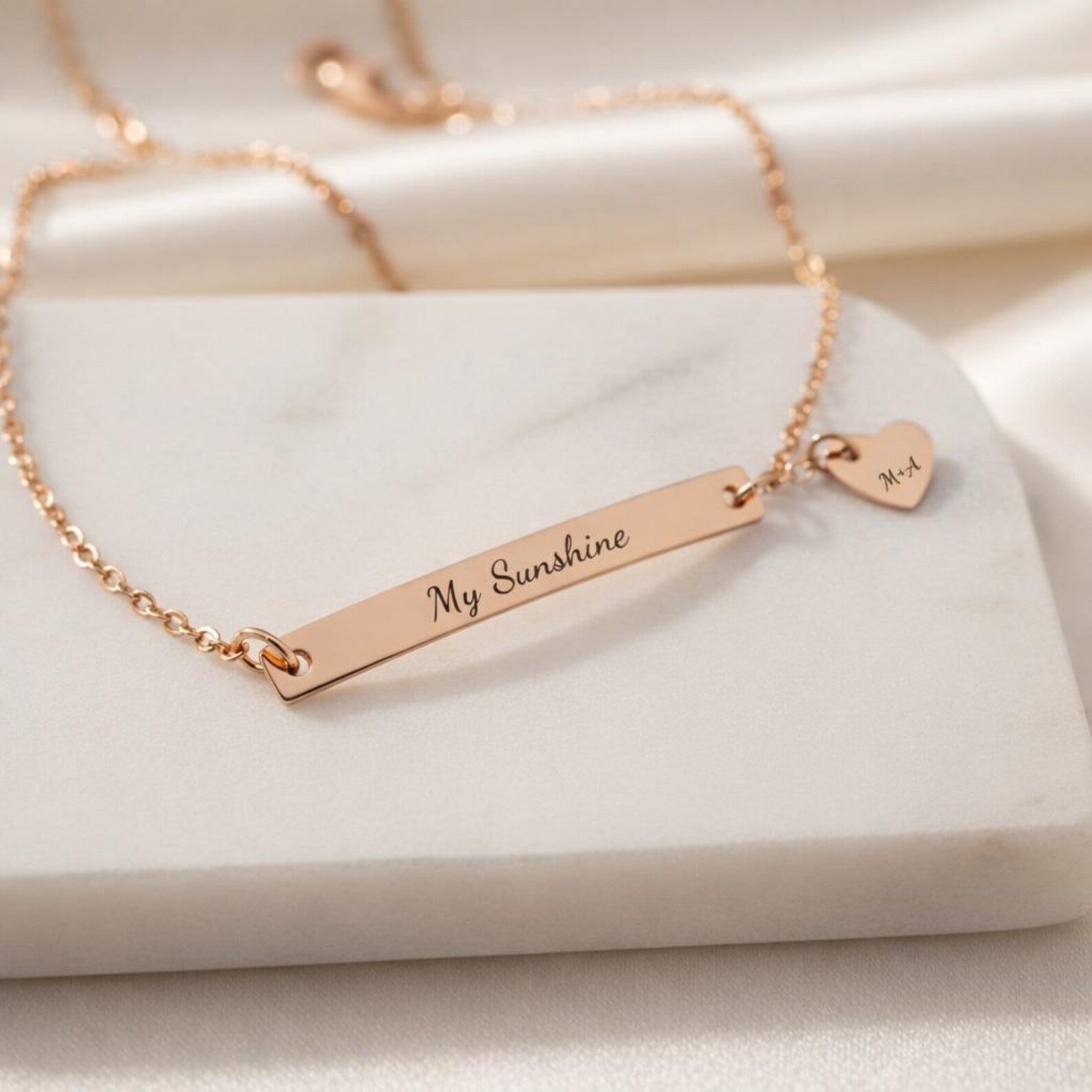 The Heartfelt Connection: Personalized Sterling Silver Bar Bracelet