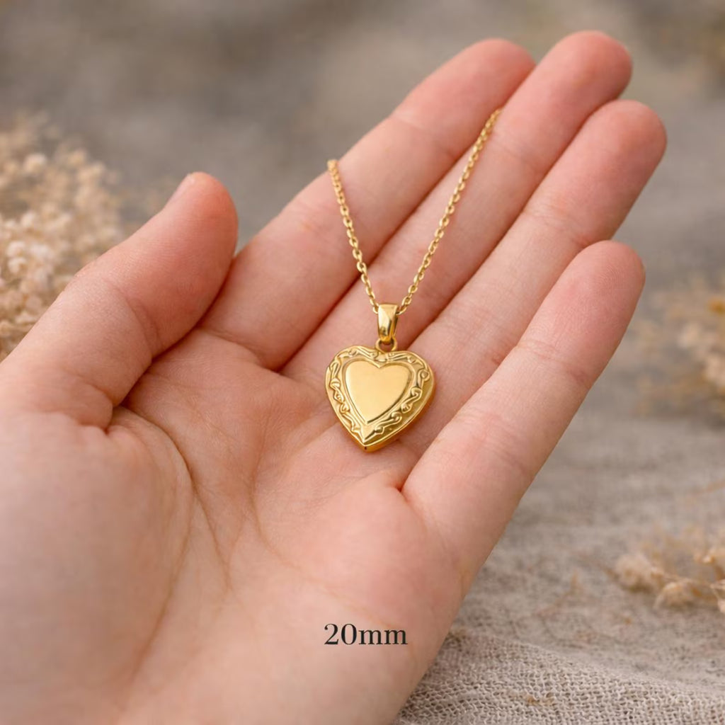 The Golden Glow: Personalized Heart Locket Necklace