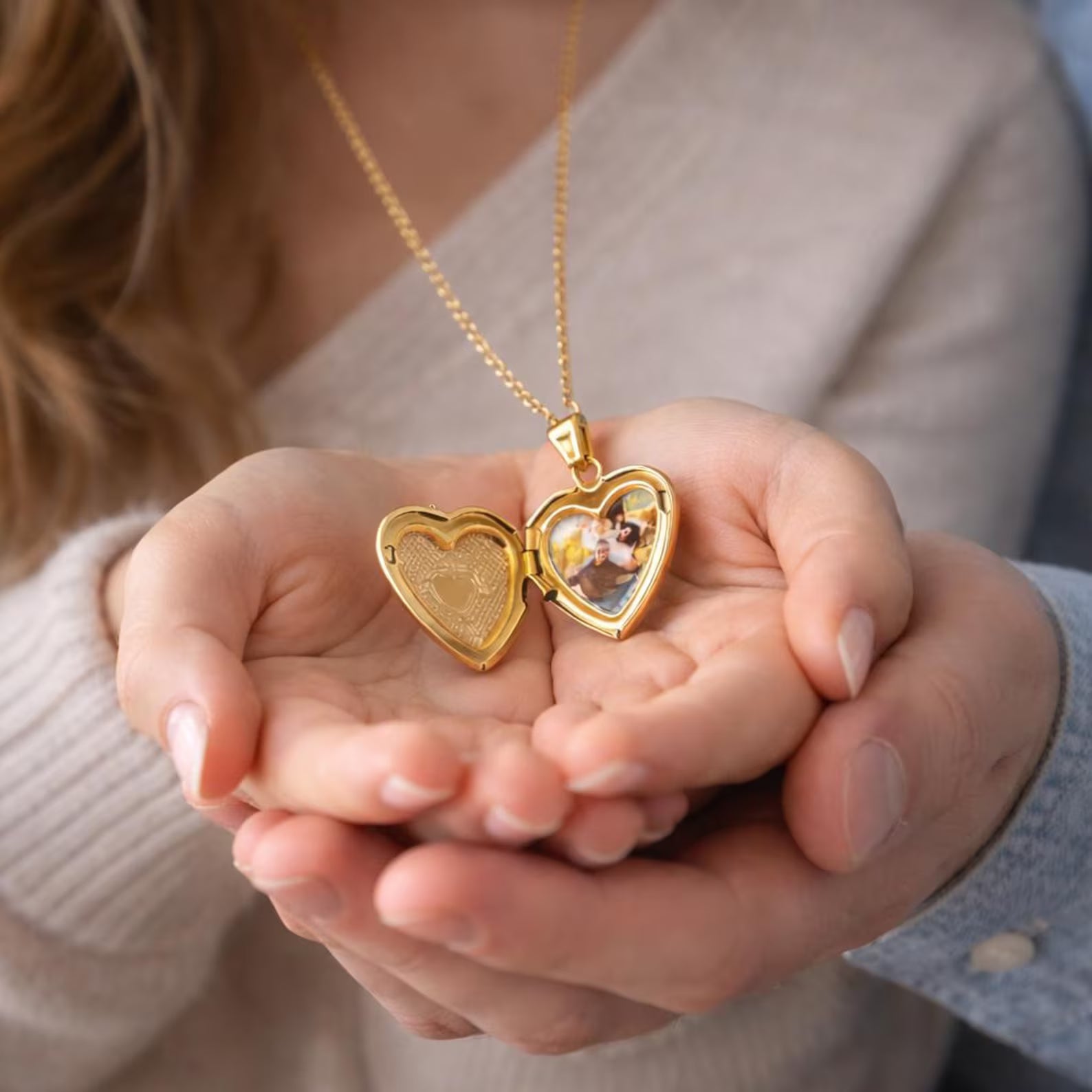 The Golden Glow: Personalized Heart Locket Necklace