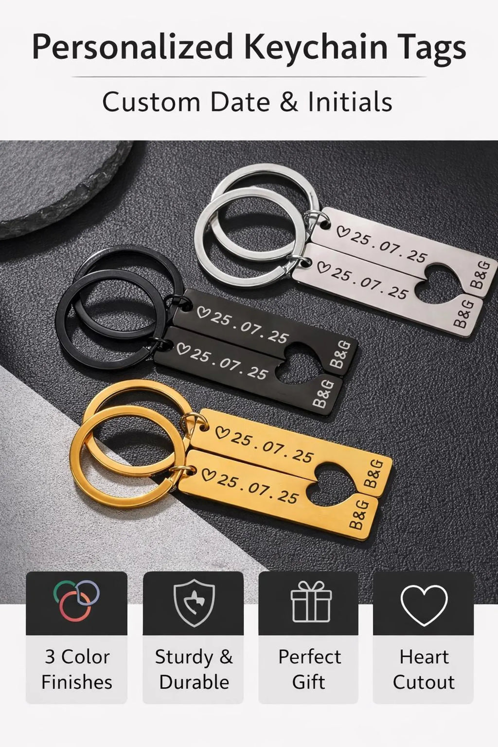 The Perfect Match: Personalized Puzzle Heart Couple's Keychain Set