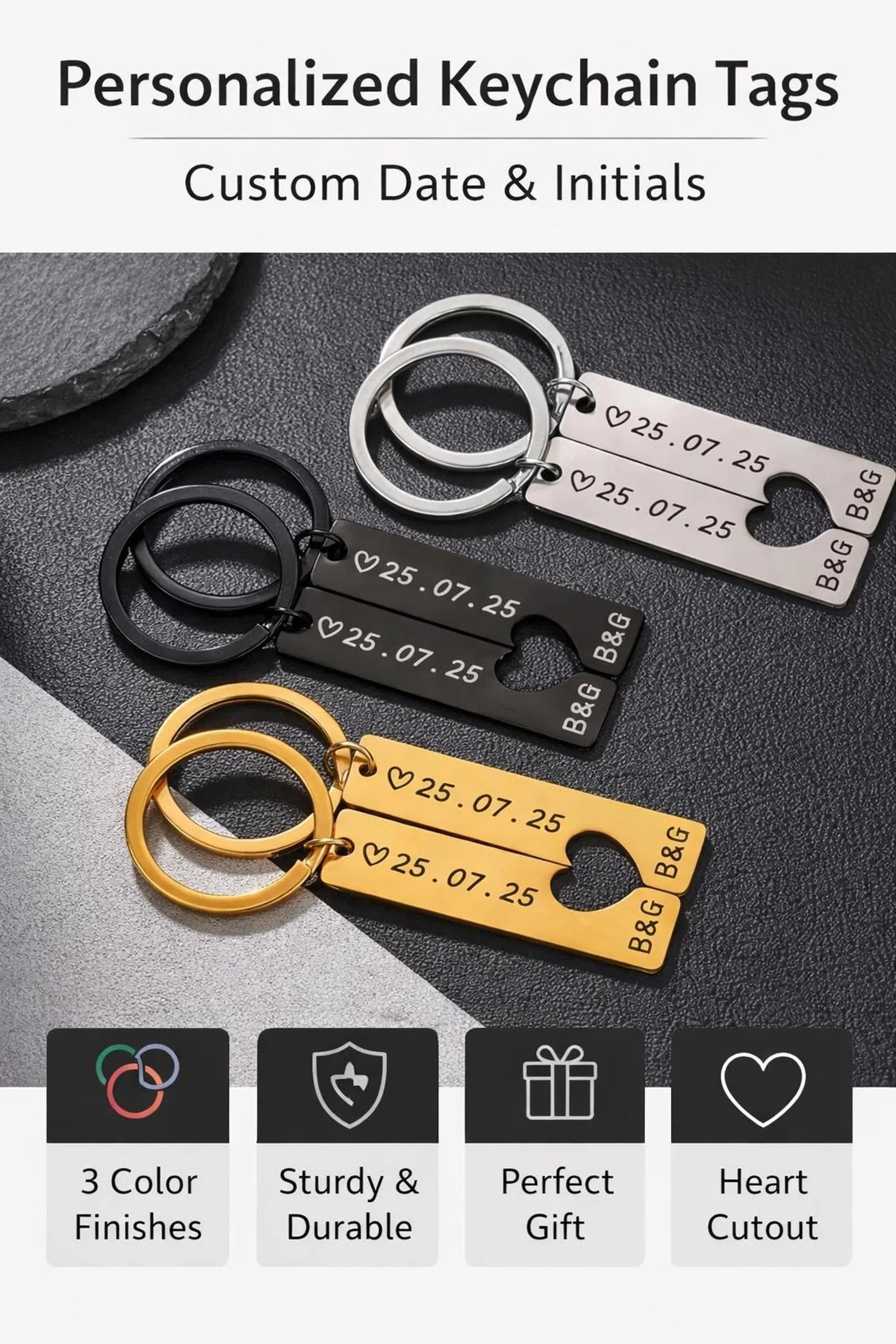 The Perfect Match: Personalized Puzzle Heart Couple's Keychain Set