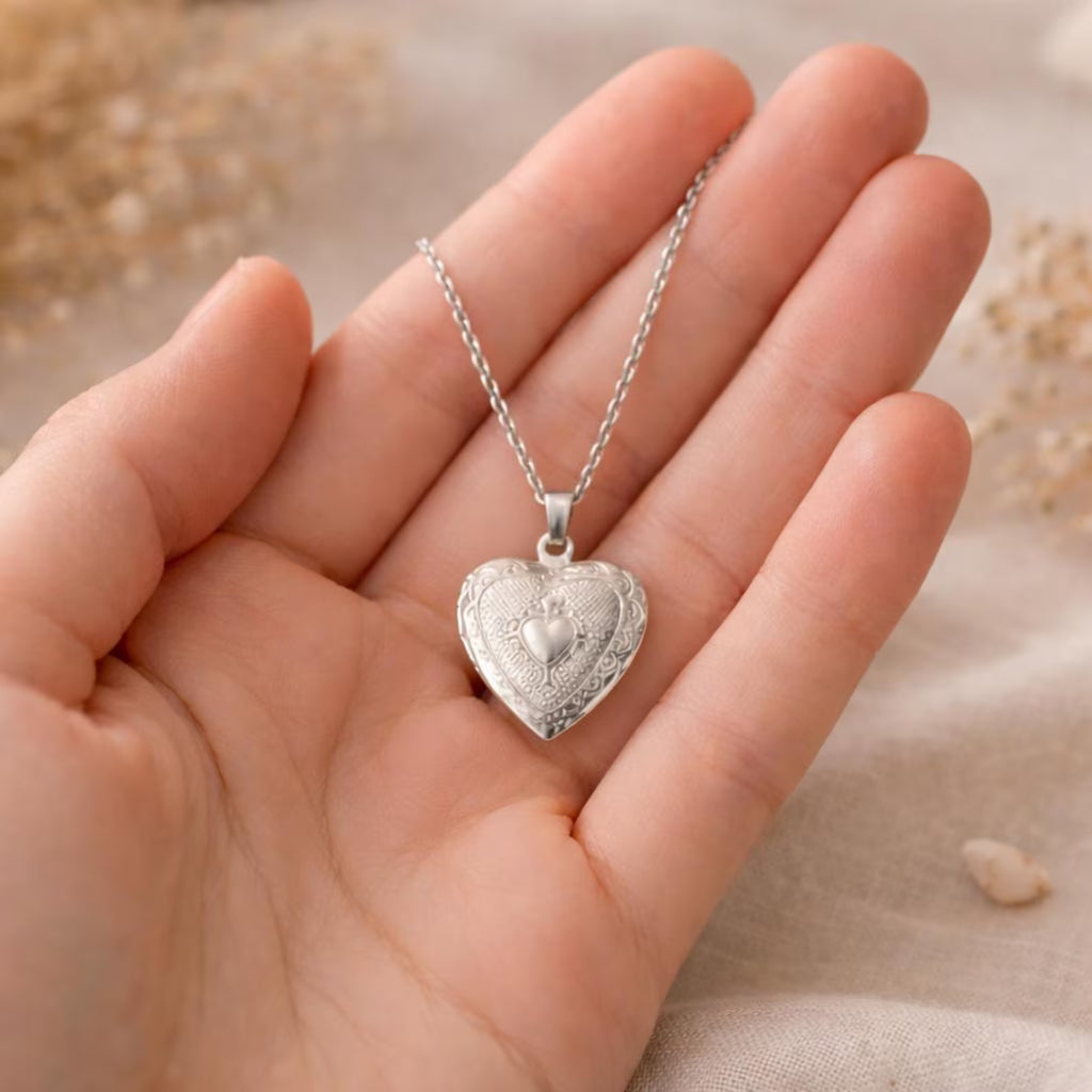 The Golden Glow: Personalized Heart Locket Necklace