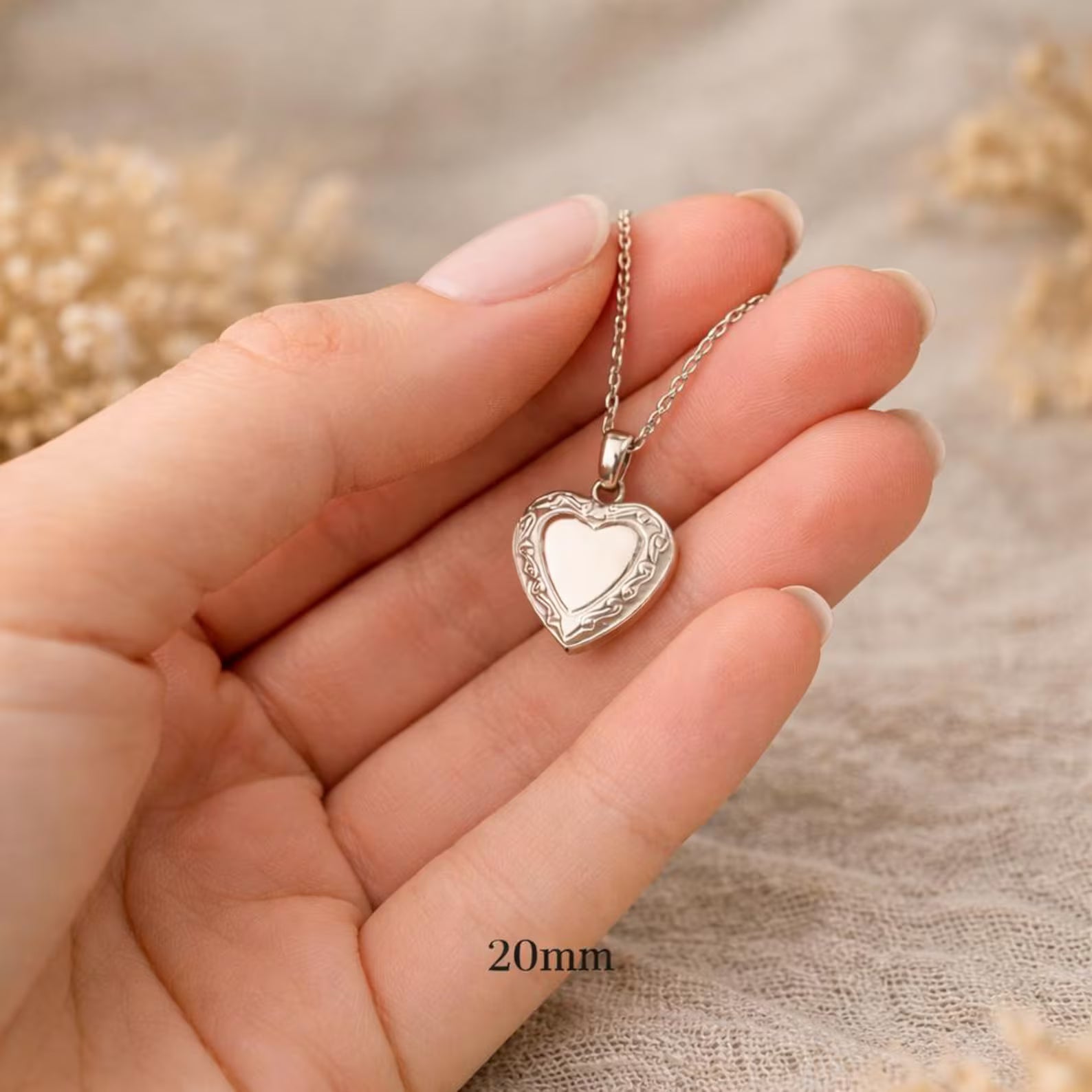 The Golden Glow: Personalized Heart Locket Necklace