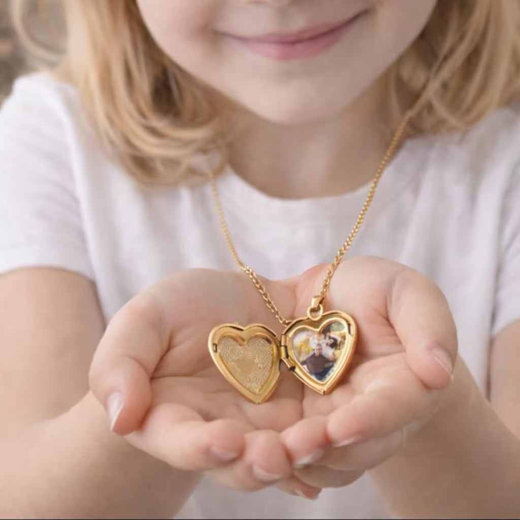 The Golden Glow: Personalized Heart Locket Necklace