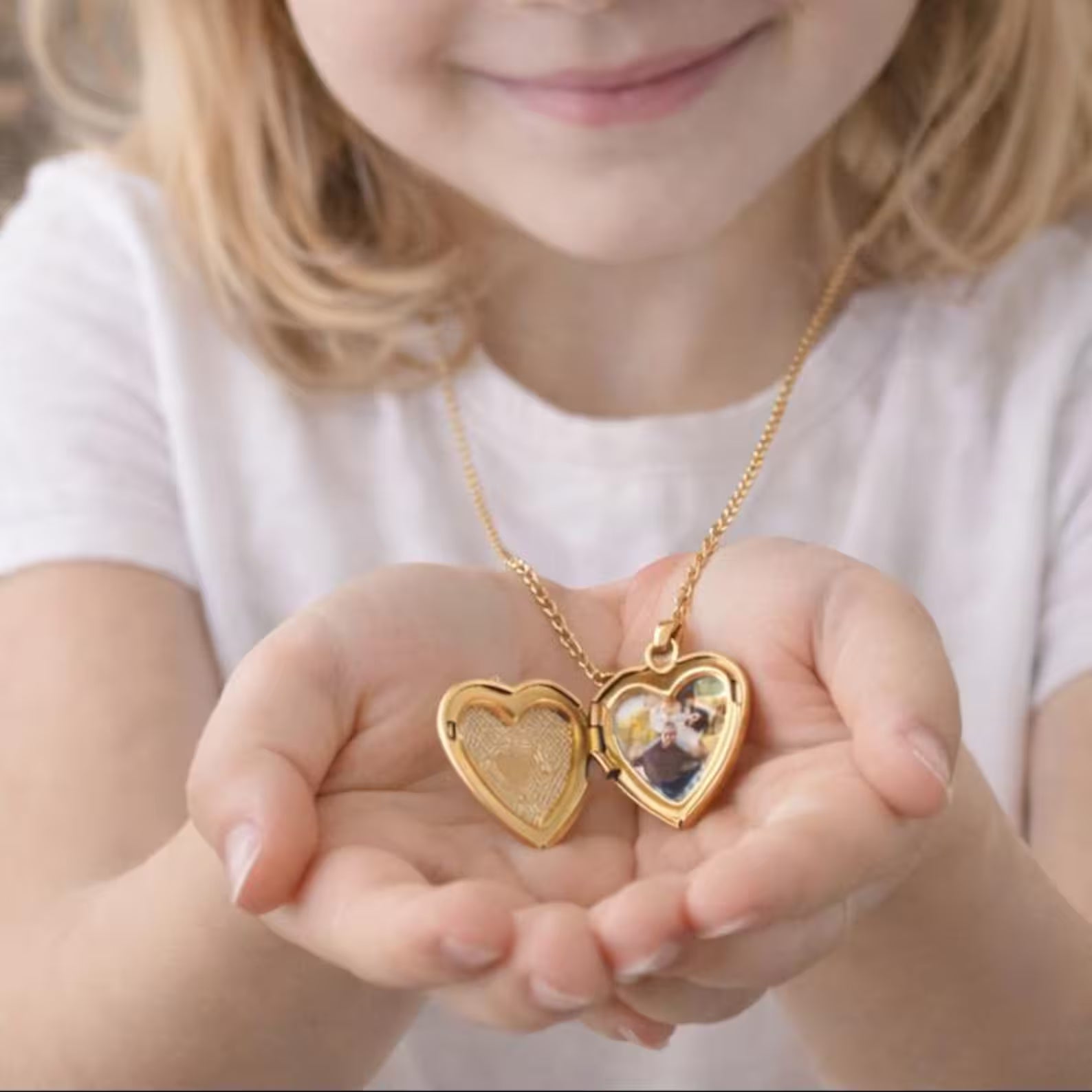 The Golden Glow: Personalized Heart Locket Necklace