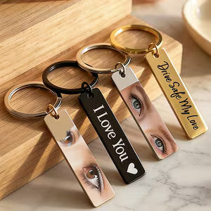 The Soulmate Glance: Personalized Photo Eye & Message Keychain