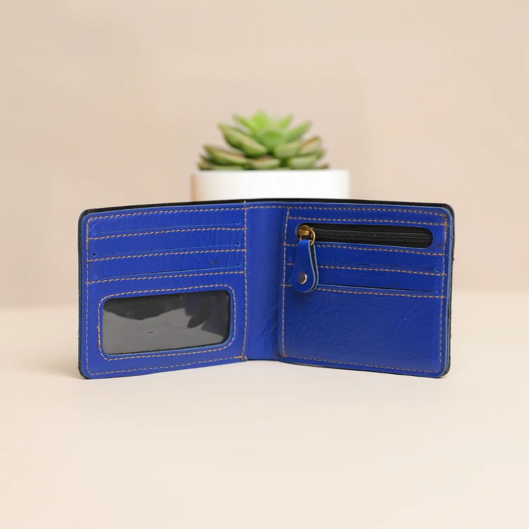 Personalized Wallet | Custom Engraved Leather Wallet for Men & Dad | Birthday, Anniversary & Valentine Gift | Royal Blue