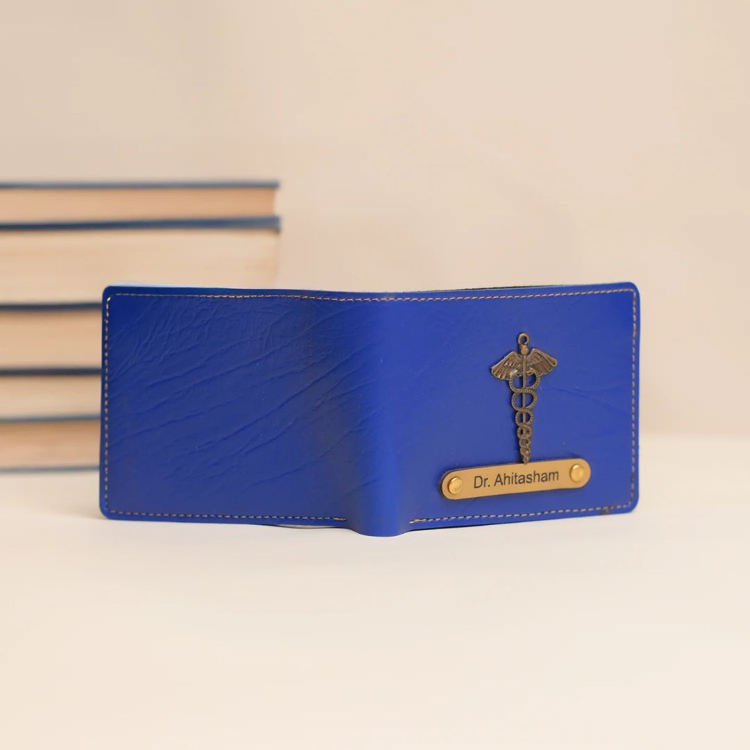 Personalized Wallet | Custom Engraved Leather Wallet for Men & Dad | Birthday, Anniversary & Valentine Gift | Royal Blue