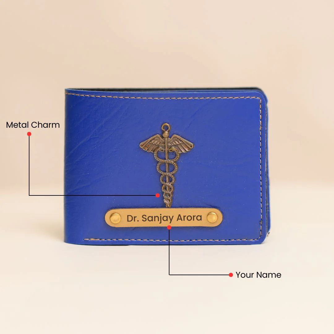 Personalized Wallet | Custom Engraved Leather Wallet for Men & Dad | Birthday, Anniversary & Valentine Gift | Royal Blue