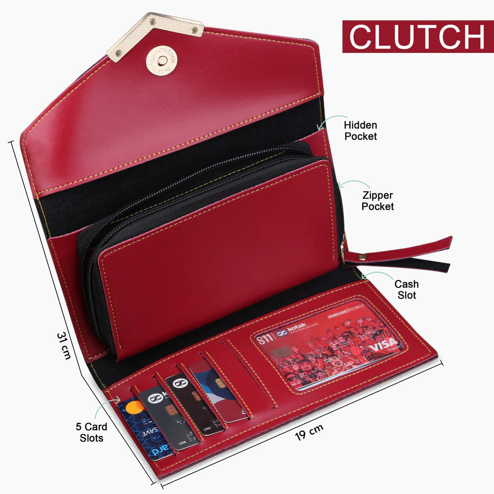 Personalized Red Leather Gift Set for Women – 4-in-1 Combo with Custom Name Clutch, Passport Holder, Sunglass Case & Keychain – Premium Anniversary & Birthday Gift Box