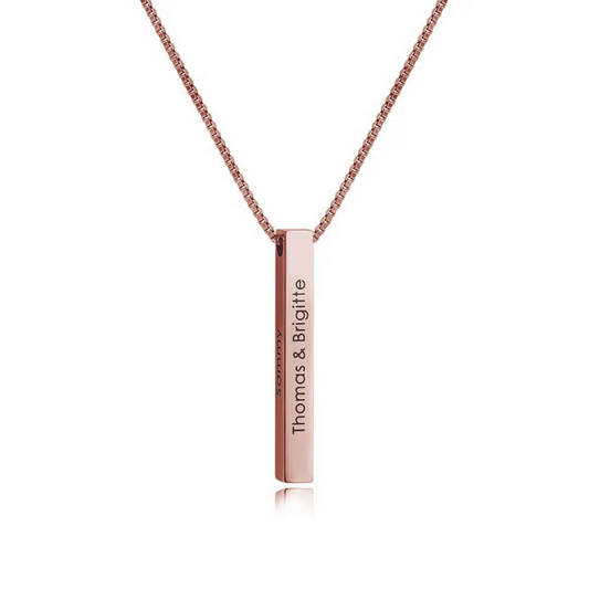 Personalized 4-Sided Bar Necklace | Custom Name Pendant | 22K | Rose Gold