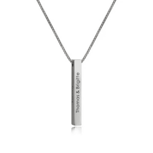 Personalized 4-Sided Bar Necklace | Custom Name Pendant | 22K | Silver